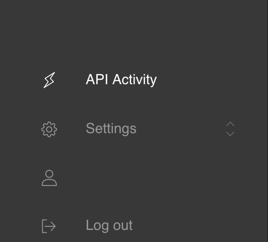 Mux Serverless Webhook Updates: Mux Dashboard A P I Activity Menu: Screenshot shows A P I Activity menu highlighted.