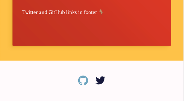 SvelteKit SVG Icons: What we're building: screenshot shows a website footer with the Twitter and Git Hub icons